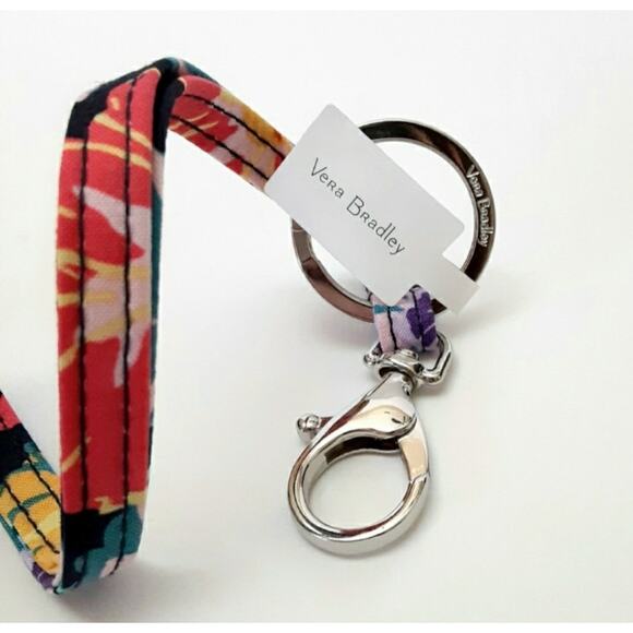 Vera Bradley Happy Blooms Zip ID Case Breakaway Lanyard Set Floral Green NWT - Picture 6 of 9